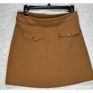 H&M Divided Womens Size US 8 Brown Mini Skirt Front Pocket Exposed Back Zipper